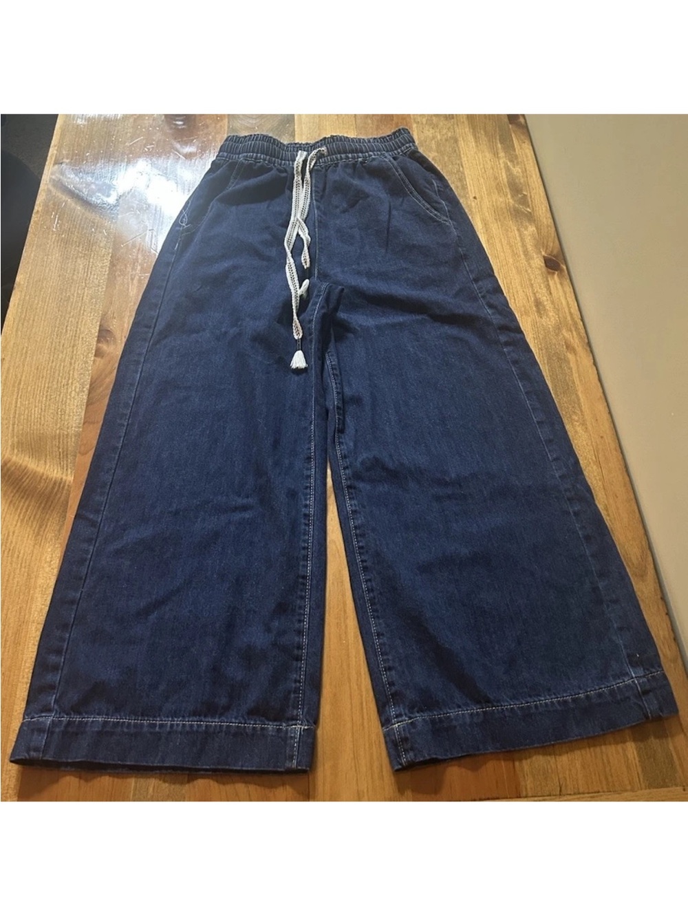 Petal + Pup Womens Size XS Blue Dark Wash Wide Leg Drawstring Denim Jeans